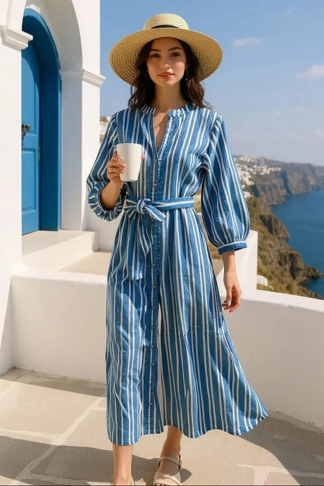 Cirque Maxi Dress - Striped Cornflower