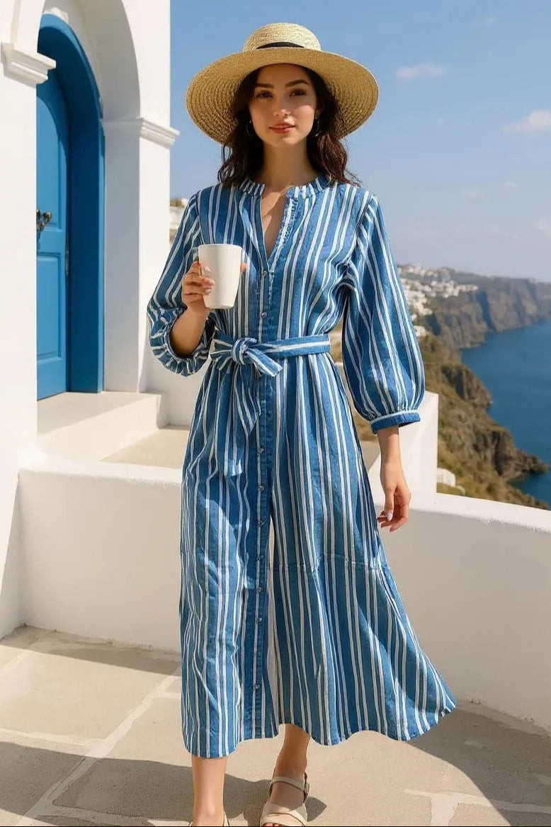 Cirque Maxi Dress - Striped Cornflower