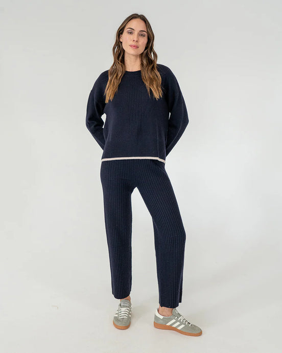 Avalon Ribbed Pant - Navy