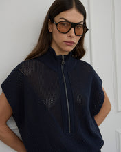 Load image into Gallery viewer, Carrie Zip Top - Navy
