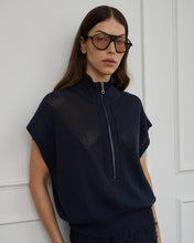 Load image into Gallery viewer, Carrie Zip Top - Navy