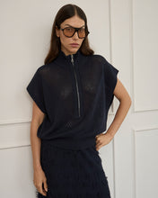 Load image into Gallery viewer, Carrie Zip Top - Navy