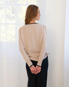 Cath Knit with Contrast - Blush / Navy