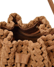 Load image into Gallery viewer, Box Weave Bucket Bag - Tan Microsuede