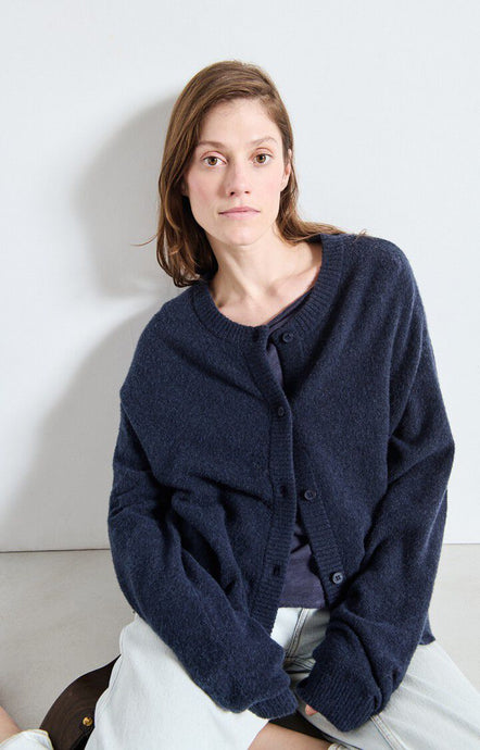 Damsville Cardigan - Navy Blue Black Melange