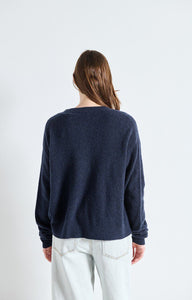Damsville Cardigan - Navy Blue Black Melange