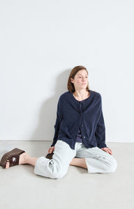 Damsville Cardigan - Navy Blue Black Melange
