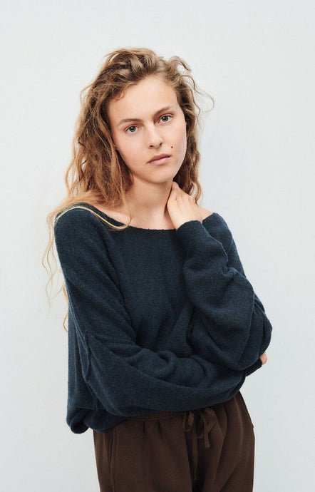 Damsville Sweater - Navy Blue Black Melange