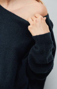 Damsville Sweater - Navy Blue Black Melange