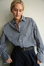 Load image into Gallery viewer, Florence Shirt - Navy Blue /White Stripe
