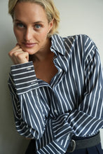Load image into Gallery viewer, Florence Shirt - Navy Blue /White Stripe