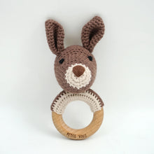 Load image into Gallery viewer, 100% Cotton Crochet Ring Rattle - Kangaroo