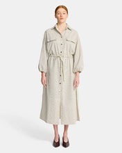 Load image into Gallery viewer, Dana Dress -Charcoal &amp; Cream fine stripe