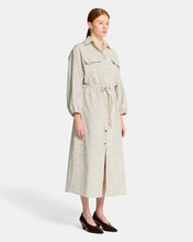 Load image into Gallery viewer, Dana Dress -Charcoal &amp; Cream fine stripe