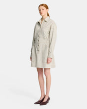 Load image into Gallery viewer, Dana Mini Dress - Charcoal &amp; Cream Fine Stripe