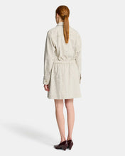 Load image into Gallery viewer, Dana Mini Dress - Charcoal &amp; Cream Fine Stripe