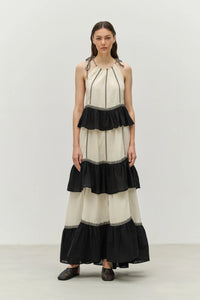 Kleio Long dress - Black/Off White