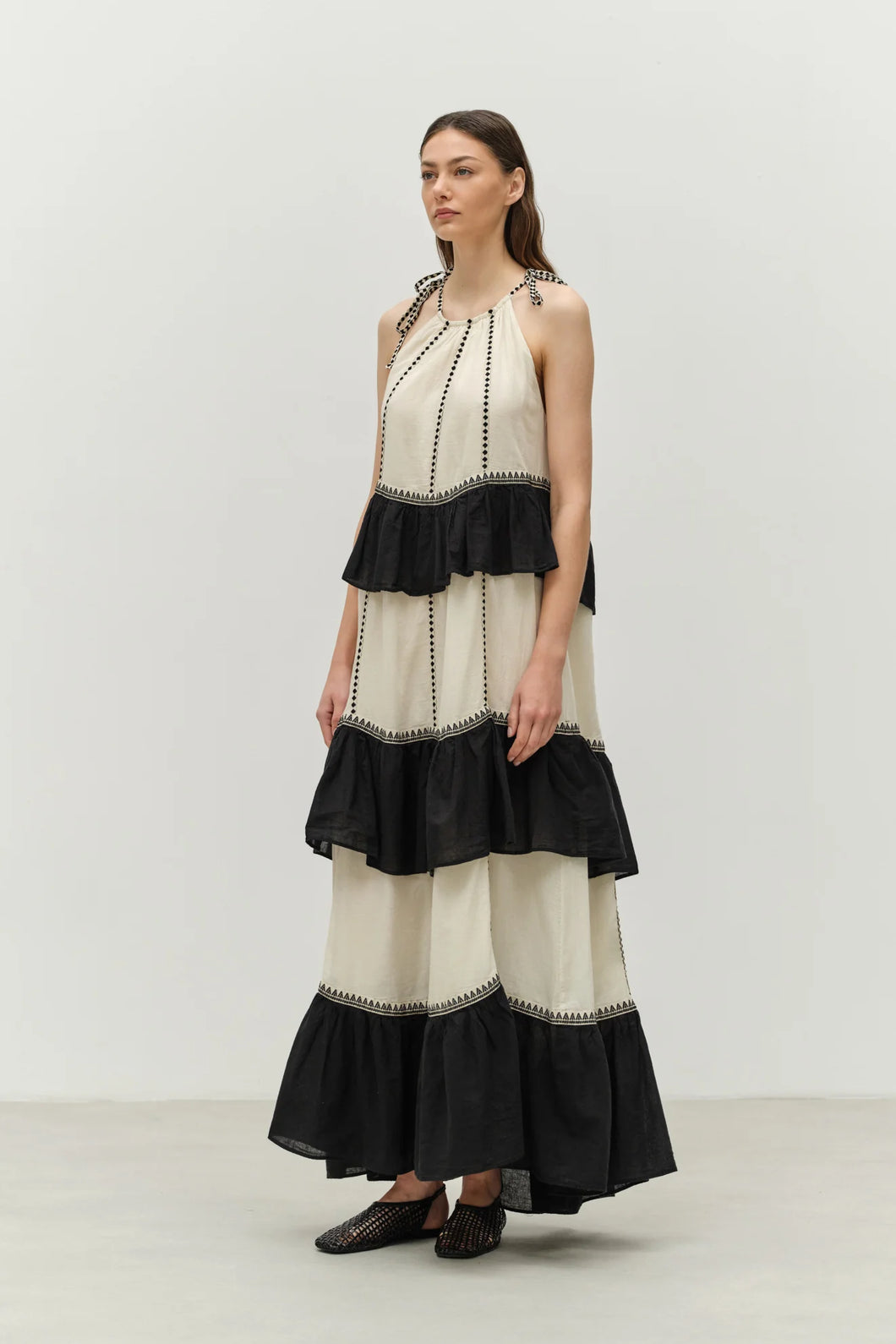 Kleio Long dress - Black/Off White