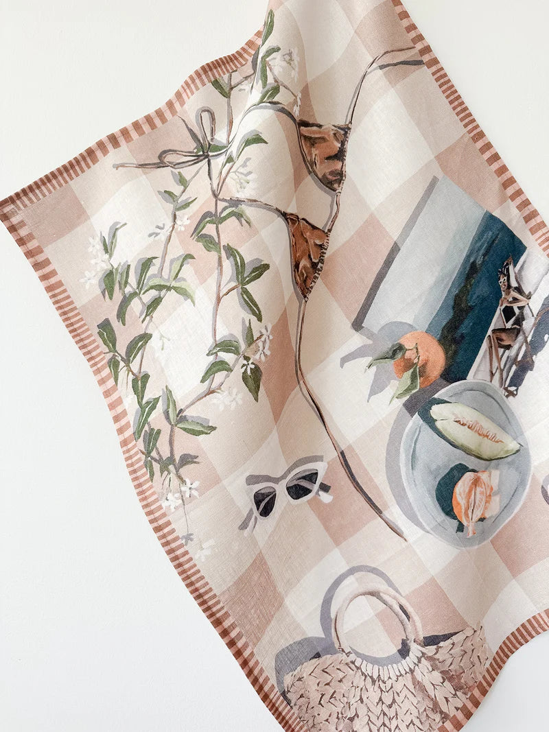 Linen Tea Towel - Tan Lines