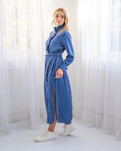Load image into Gallery viewer, Elise Shirt  Dress - French Blue Stripe