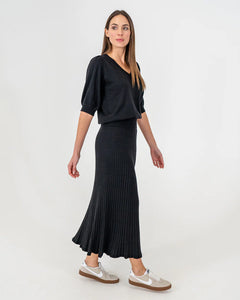 Evita Short Sleeve  Knit - Black