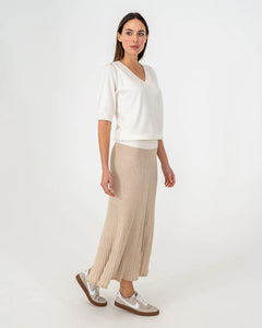 Evita Short Sleeve  Knit - Chalk