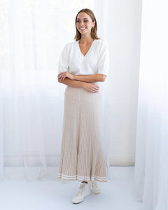 Evita Short Sleeve  Knit - Chalk