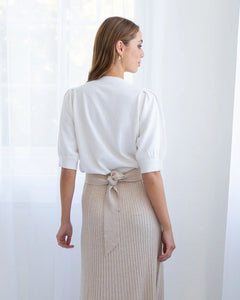 Evita Short Sleeve  Knit - Chalk
