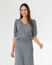 Load image into Gallery viewer, Evita Short Sleeve  Knit - Thunder Grey