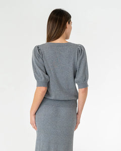 Evita Short Sleeve  Knit - Thunder Grey