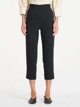 Load image into Gallery viewer, Suit Stripe Tapered Flat Pant - Black/Vanilla