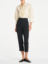 Load image into Gallery viewer, Suit Stripe Tapered Flat Pant - Black/Vanilla