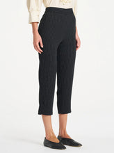 Load image into Gallery viewer, Suit Stripe Tapered Flat Pant - Black/Vanilla
