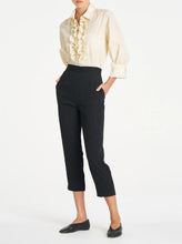 Load image into Gallery viewer, Suit Stripe Tapered Flat Pant - Black/Vanilla
