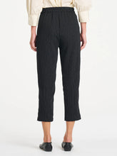 Load image into Gallery viewer, Suit Stripe Tapered Flat Pant - Black/Vanilla