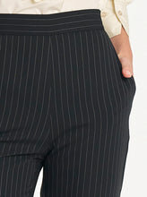 Load image into Gallery viewer, Suit Stripe Tapered Flat Pant - Black/Vanilla