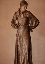 Load image into Gallery viewer, Fiesta Maxi Dress - Metallic Gold Leopard