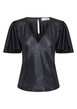 Load image into Gallery viewer, Farfalla V-neck Top - Navy Metallic