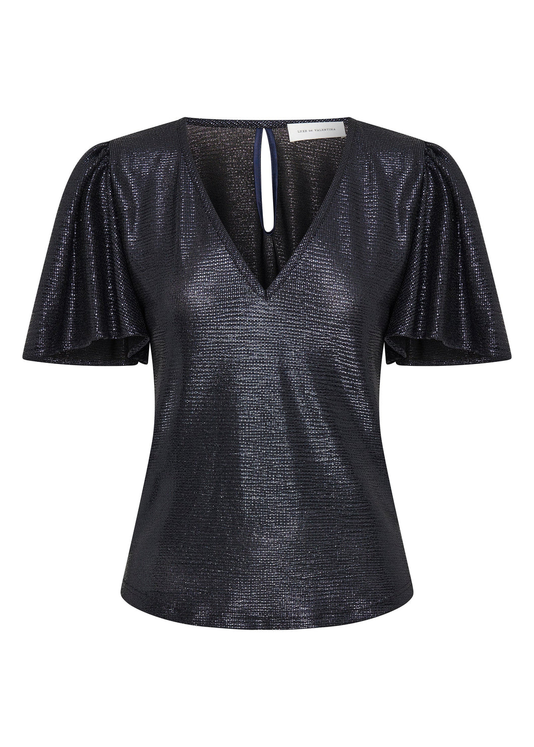 Farfalla V-neck Top - Navy Metallic