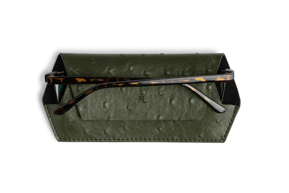 Glasses Case - Ostrich Print Olive