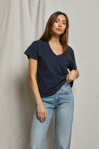 Hendrix V Neck Tee  - Navy