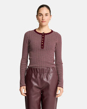 Load image into Gallery viewer, Henley Stripe Knit - Pinot/Natural
