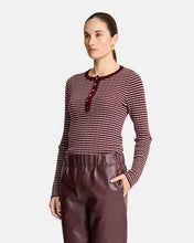Load image into Gallery viewer, Henley Stripe Knit - Pinot/Natural