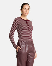 Load image into Gallery viewer, Henley Stripe Knit - Pinot/Natural