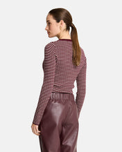 Load image into Gallery viewer, Henley Stripe Knit - Pinot/Natural