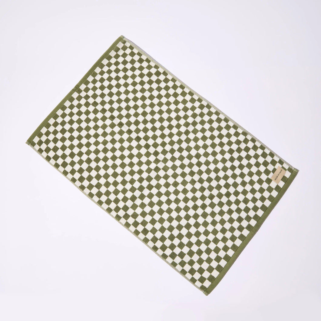Bath Mat - Olive Green Check