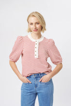Load image into Gallery viewer, Jacqueline Top - White w/Red Stripe