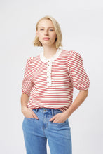 Load image into Gallery viewer, Jacqueline Top - White w/Red Stripe