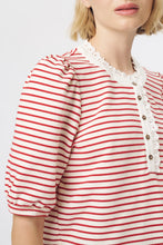 Load image into Gallery viewer, Jacqueline Top - White w/Red Stripe