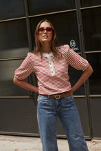 Load image into Gallery viewer, Jacqueline Top - White w/Red Stripe